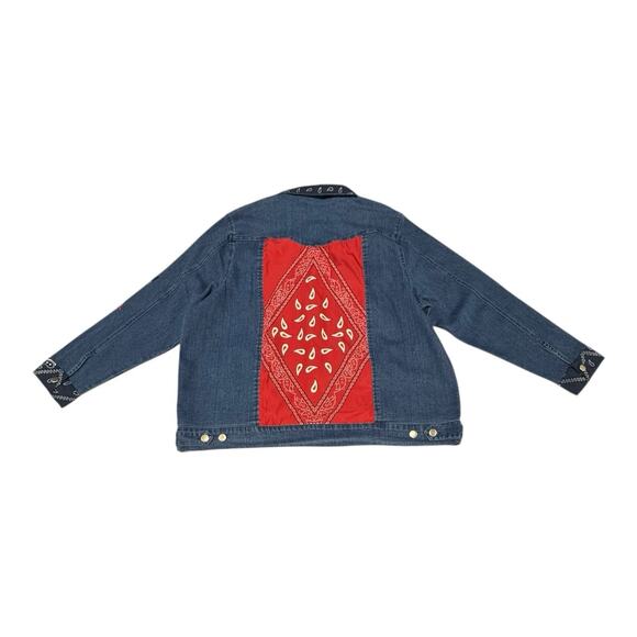 NWT Back In the Saddle Women's 1X Denim Chambray Bandana Trims Long Sleeve Shirt - Picture 12 of 12